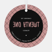 パーソナライズされた応援から21年まモダンでエレガント ガラスオーナメント (裏面)