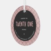 パーソナライズされた応援から21年まモダンでエレガント ガラスオーナメント (正面左)