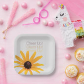 "パーソナライズされた応援アップ"明るい黄色の花 ペーパープレート (パーティー)