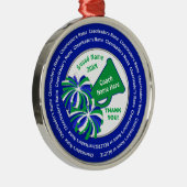 パーソナライズされた応援コーチ贈り物,青,緑,白 メタルオーナメント (右)