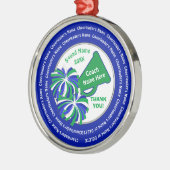 パーソナライズされた応援コーチ贈り物,青,緑,白 メタルオーナメント (左)