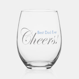 パーソナライズされた応援!父の日シルバーブルー ステムなしワイングラス