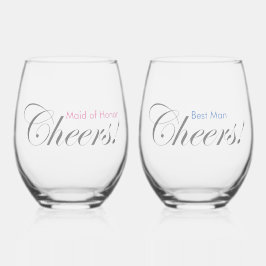 パーソナライズされた応援!花婿介添人とメイド・オブ・オーナー（花嫁付き添い人） ステムなしワイングラス