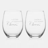 パーソナライズされた応援!退職プロフェッショナルグレー ステムなしワイングラス (正面)