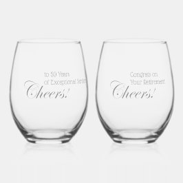 パーソナライズされた応援!退職プロフェッショナルグレー ステムなしワイングラス
