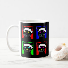 パーソナライズされた怒った退屈な黒猫のクリスマス コーヒーマグカップ