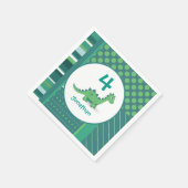 パーソナライズされた恐竜の誕生日ナプキン スタンダードカクテルナプキン (角)