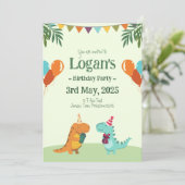 パーソナライズされた恐竜子供へ誕生会 招待状 (スタンド正面)