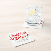 パーソナライズされた恵み赤と白 スクエアペーパーコースター (インサイチュ)