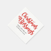 パーソナライズされた恵み赤と白 スタンダードカクテルナプキン (角)