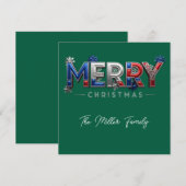 パーソナライズされた愛国的な家族のクリスマス シーズンカード (正面/裏面)