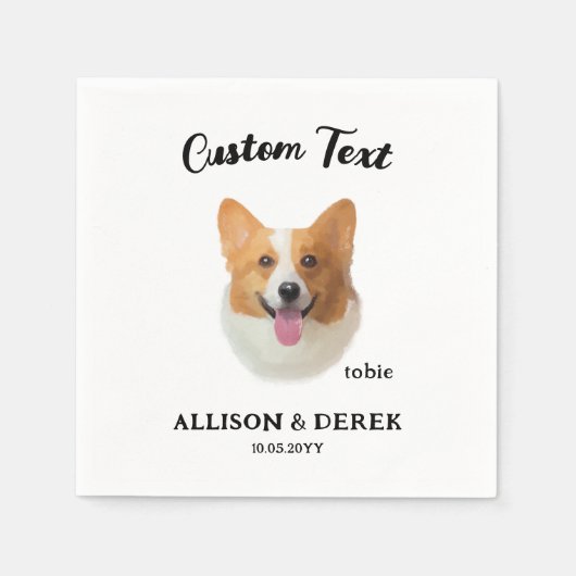 パーソナライズされた愛犬家ペットネーム結婚コルギ スタンダードカクテルナプキン (正面)