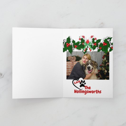 パーソナライズされた愛犬家用ホリデーカード カード (内部)