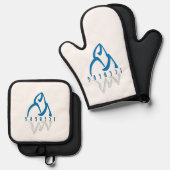 パーソナライズされた感動的アイスバーグアートブルー 鍋つかみ&鍋敷きセット (正面/裏面)