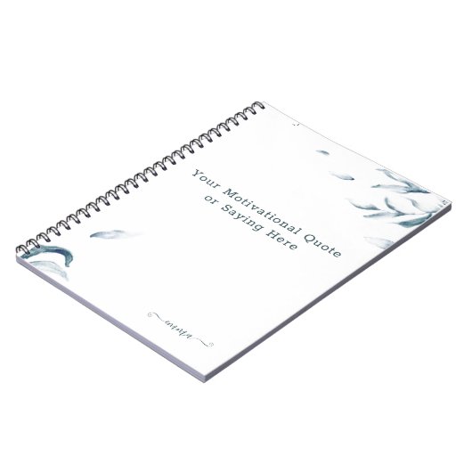 パーソナライズされた感動的引用文水色名N ノートブック (左側)