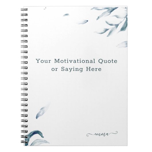 パーソナライズされた感動的引用文水色名N ノートブック (正面)