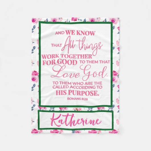 パーソナライズされた感動的聖句 フリースブランケット (正面)