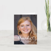 パーソナライズされた感謝していハート・スクリプト卒業写真 サンキューカード (正面)