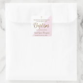 パーソナライズされた感謝していモダンベビーピンクのバプティス スクエアシール (バッグ)