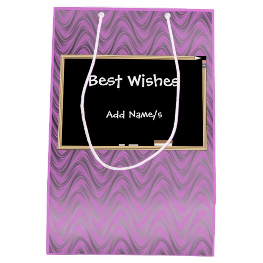 パーソナライズされた感謝してい先生 ミディアムペーパーバッグ (裏面)