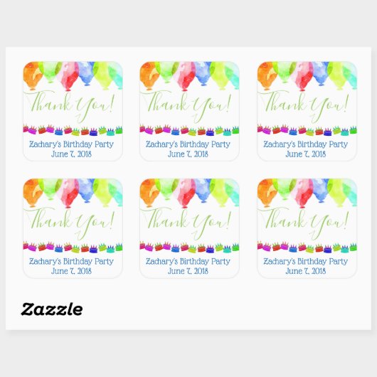 パーソナライズされた感謝してい誕生日 スクエアシール (シート)