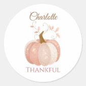 パーソナライズされた感謝祭 - 秋のカボチャ 感謝 ラウンドシール (正面)