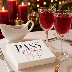 パーソナライズされた感謝祭 "Pass the Gravy Please" スタンダードカクテルナプキン