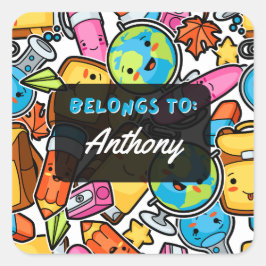 パーソナライズされた所属かわいい学校ステッカー スクエアシール