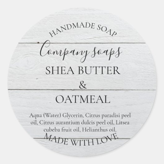 パーソナライズされた手作り石鹸ラベル ラウンドシール (正面)