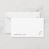 パーソナライズされた手書きモノグラムシンプルテンプレート ノートカード (裏面)