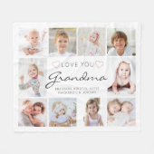 パーソナライズされた手書き愛おばあちゃん10写真 フリースブランケット (正面(横))