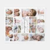 パーソナライズされた手書き愛おばあちゃん15写真 フリースブランケット (正面(横))