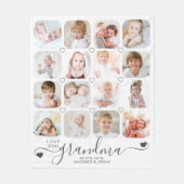 パーソナライズされた手書き愛おばあちゃん16写真 フリースブランケット (正面)