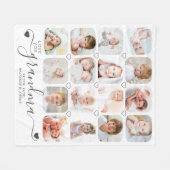 パーソナライズされた手書き愛おばあちゃん16写真 フリースブランケット (正面(横))