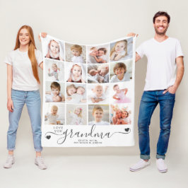 パーソナライズされた手書き愛おばあちゃん16写真 フリースブランケット