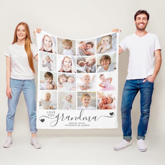 パーソナライズされた手書き愛おばあちゃん16写真 フリースブランケット (インサイチュ)
