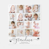 パーソナライズされた手書き愛おばあちゃん16写真 フリースブランケット (正面)