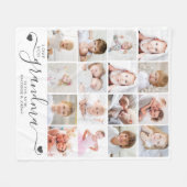 パーソナライズされた手書き愛おばあちゃん16写真 フリースブランケット (正面(横))