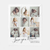 パーソナライズされた手書き愛You Nana 9-Photo フリースブランケット (正面)