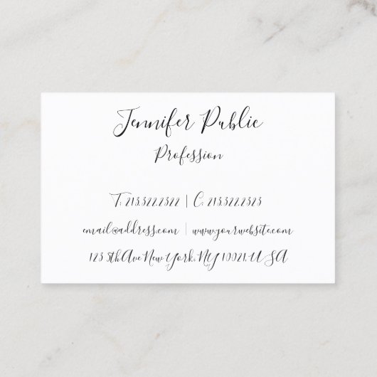 パーソナライズされた手書モダンきスクリエレガントプト 名刺 (裏面)