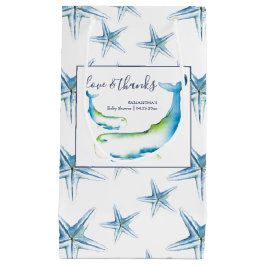 パーソナライズされた抱き枕ユニーククジラ赤ちゃんシャワー スモールペーパーバッグ