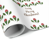 パーソナライズされた抽象芸術エレガントレッドローゼズホリーツリー ラッピングペーパー (ロールコーナー)