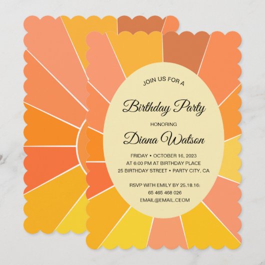 パーソナライズされた抽象芸術サンデザイン | 招待状 (正面/裏面)