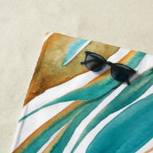 パーソナライズされた抽象芸術ターコイズ及び錆 ビーチタオル (インサイチュ)