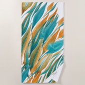 パーソナライズされた抽象芸術ターコイズ及び錆 ビーチタオル (正面)