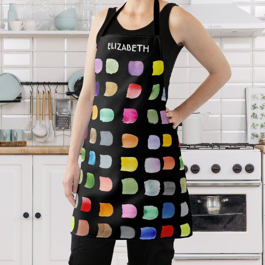 パーソナライズされた抽象芸術パターン黒 エプロン