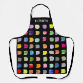パーソナライズされた抽象芸術パターン黒 エプロン (正面)