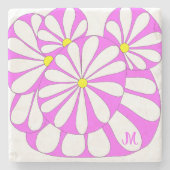 パーソナライズされた抽象芸術フローラデザイン | ストーンコースター (正面)