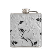 パーソナライズされた抽象芸術ブラックとホワイト花模様 フラスク (裏面)
