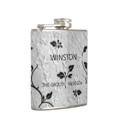 パーソナライズされた抽象芸術ブラックとホワイト花模様 フラスク (右)